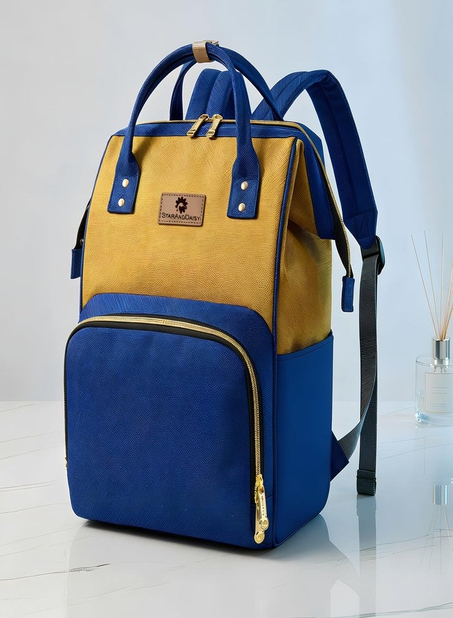 StarAndDaisy Diaper Bag for Mothers for Travel / 30L Lightweight Maternity Bag with 3 Insulated Bottle Pockets/Baby Bag for Mother Travel & Diaper Bag for Baby – Blue Yellow - Image 1