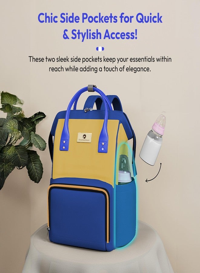 StarAndDaisy Diaper Bag for Mothers for Travel / 30L Lightweight Maternity Bag with 3 Insulated Bottle Pockets/Baby Bag for Mother Travel & Diaper Bag for Baby – Blue Yellow - Image 4