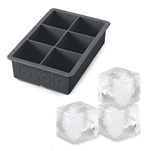 Tovolo Large 2” King Cube Ice Tray Charcoal Gray Ice Cube Trays for Whiskey Cocktails Smoothies, Big Square Ice Cube Mold Silicone Freezer Tray for Perfect Rock Cubes BPA Free Dishwasher Safe - Image 3