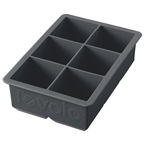 Tovolo Large 2” King Cube Ice Tray Charcoal Gray Ice Cube Trays for Whiskey Cocktails Smoothies, Big Square Ice Cube Mold Silicone Freezer Tray for Perfect Rock Cubes BPA Free Dishwasher Safe - Image 1