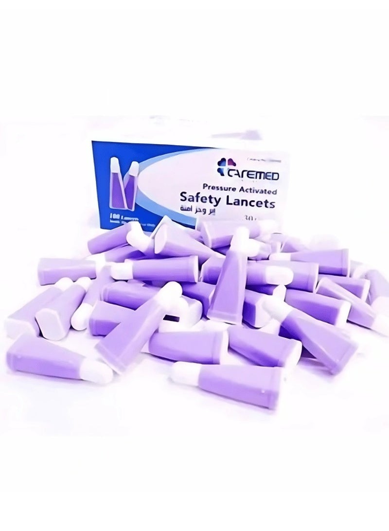 CAREMED 100 pieces Safety and Sterile Painless Lancets (30 G - 1.6 mm) - Image 2