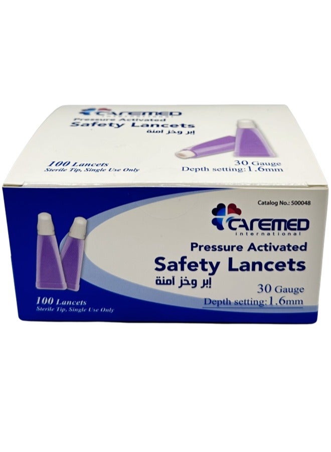 CAREMED 100 pieces Safety and Sterile Painless Lancets (30 G - 1.6 mm) - Image 3