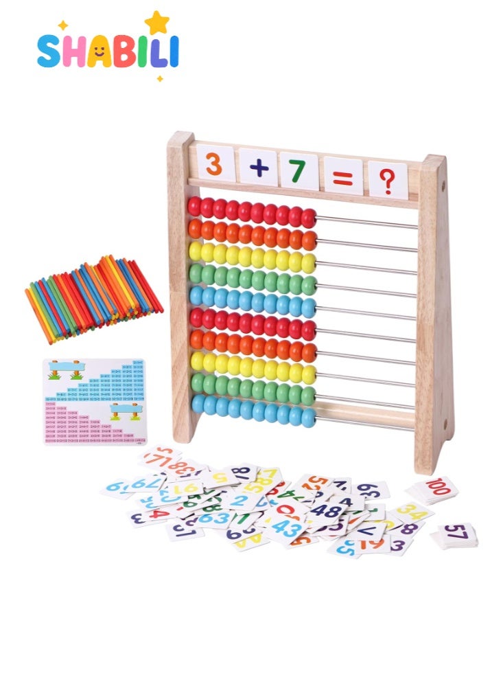 SHABILI Wooden Abacus for Kids, A Montessori Educational Toy for Boys and Girls, Perfect for Preschool Math Learning and Counting Skills, Enhancing Early Math Education for Children Aged 3-7 Years - Image 1