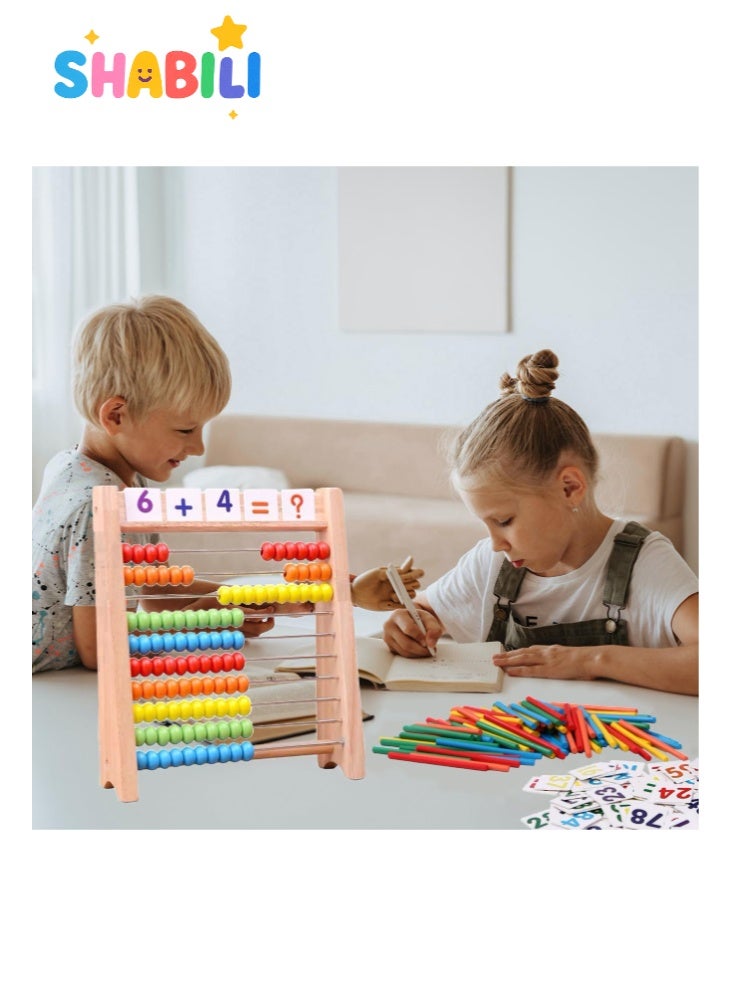 SHABILI Wooden Abacus for Kids, A Montessori Educational Toy for Boys and Girls, Perfect for Preschool Math Learning and Counting Skills, Enhancing Early Math Education for Children Aged 3-7 Years - Image 2