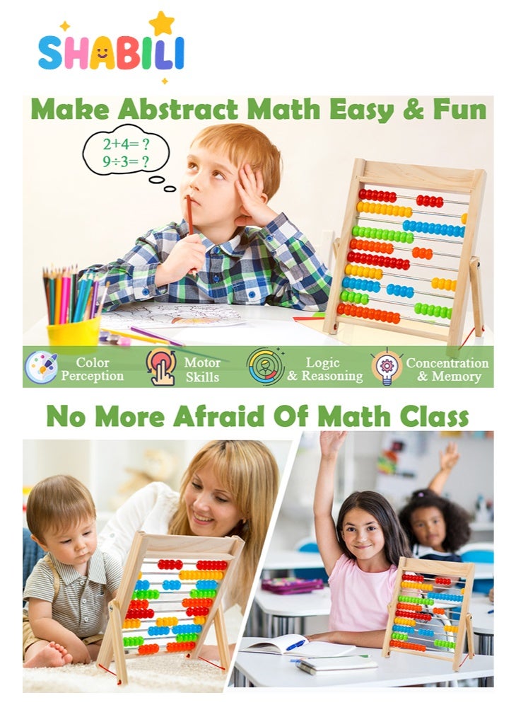 SHABILI Wooden Abacus for Kids, A Montessori Educational Toy for Boys and Girls, Perfect for Preschool Math Learning and Counting Skills, Enhancing Early Math Education for Children Aged 3-7 Years - Image 3