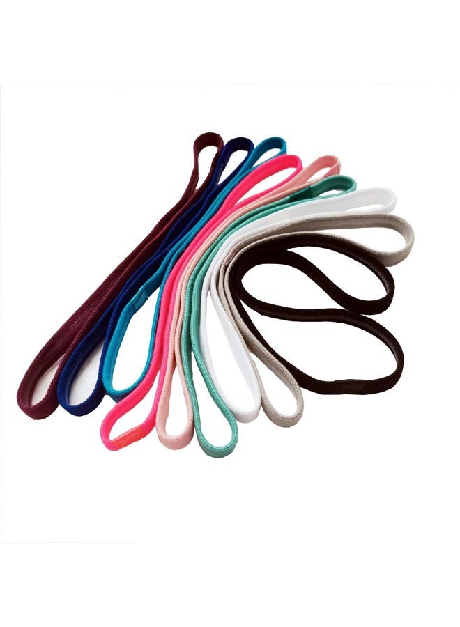 Hexchasty 9pcs Elastic Thin Headbands for Women Stretchy Skinny Headbands Sports Athletic Hair Bands for Women Men Girls Boys Teen Black Multi-colored - Image 1