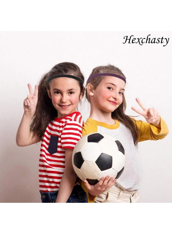 Hexchasty 9pcs Elastic Thin Headbands for Women Stretchy Skinny Headbands Sports Athletic Hair Bands for Women Men Girls Boys Teen Black Multi-colored - Image 5