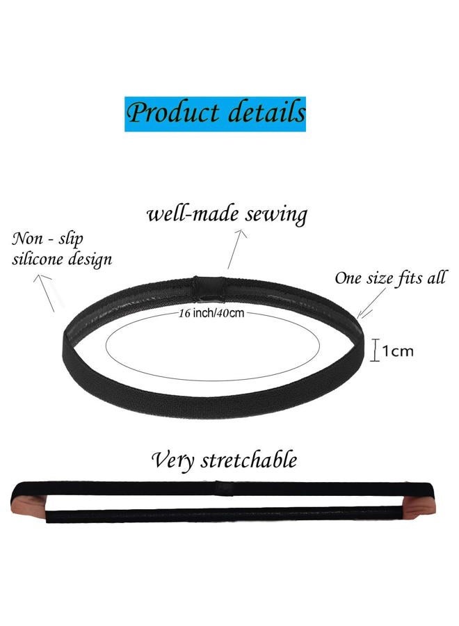 Hexchasty 9pcs Elastic Thin Headbands for Women Stretchy Skinny Headbands Sports Athletic Hair Bands for Women Men Girls Boys Teen Black Multi-colored - Image 2