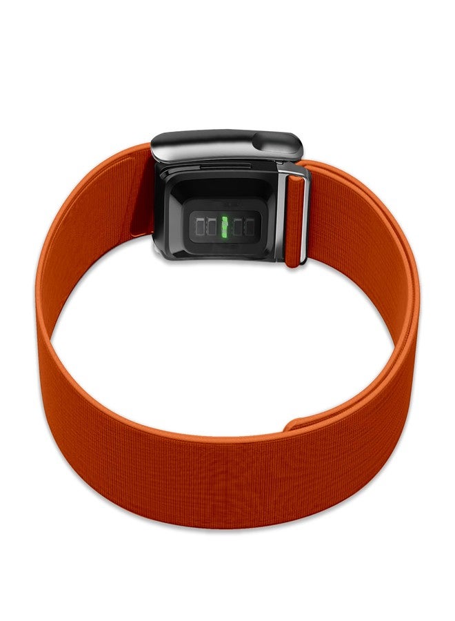 DADO HydroKnit Waterproof Bicep Nylon Sport Band Compatible with WHOOP 5.0, One, Peak, and Life | Elastic Fast-Drying Comfortable Strap for Active Lifestyles (Orange - Shiny Silver, Life/MG) - Image 3