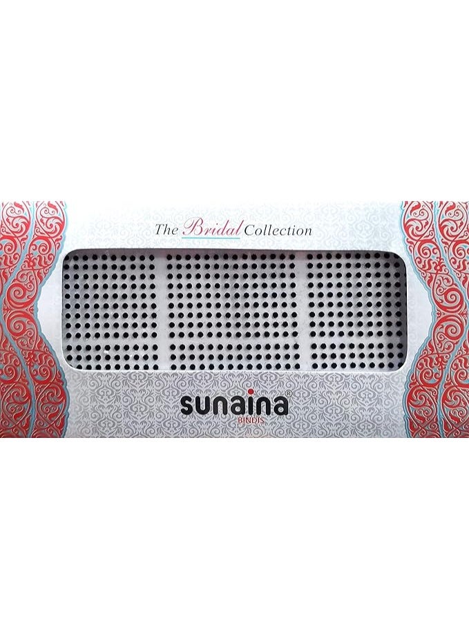 SUNAINA Cotton Bridal Collection Black Self-Adhesive Bindis for Women and Girls, Size-8, 2mm Round Bindi Pack with Strong Adhesive and Comfortable Fit - Image 1