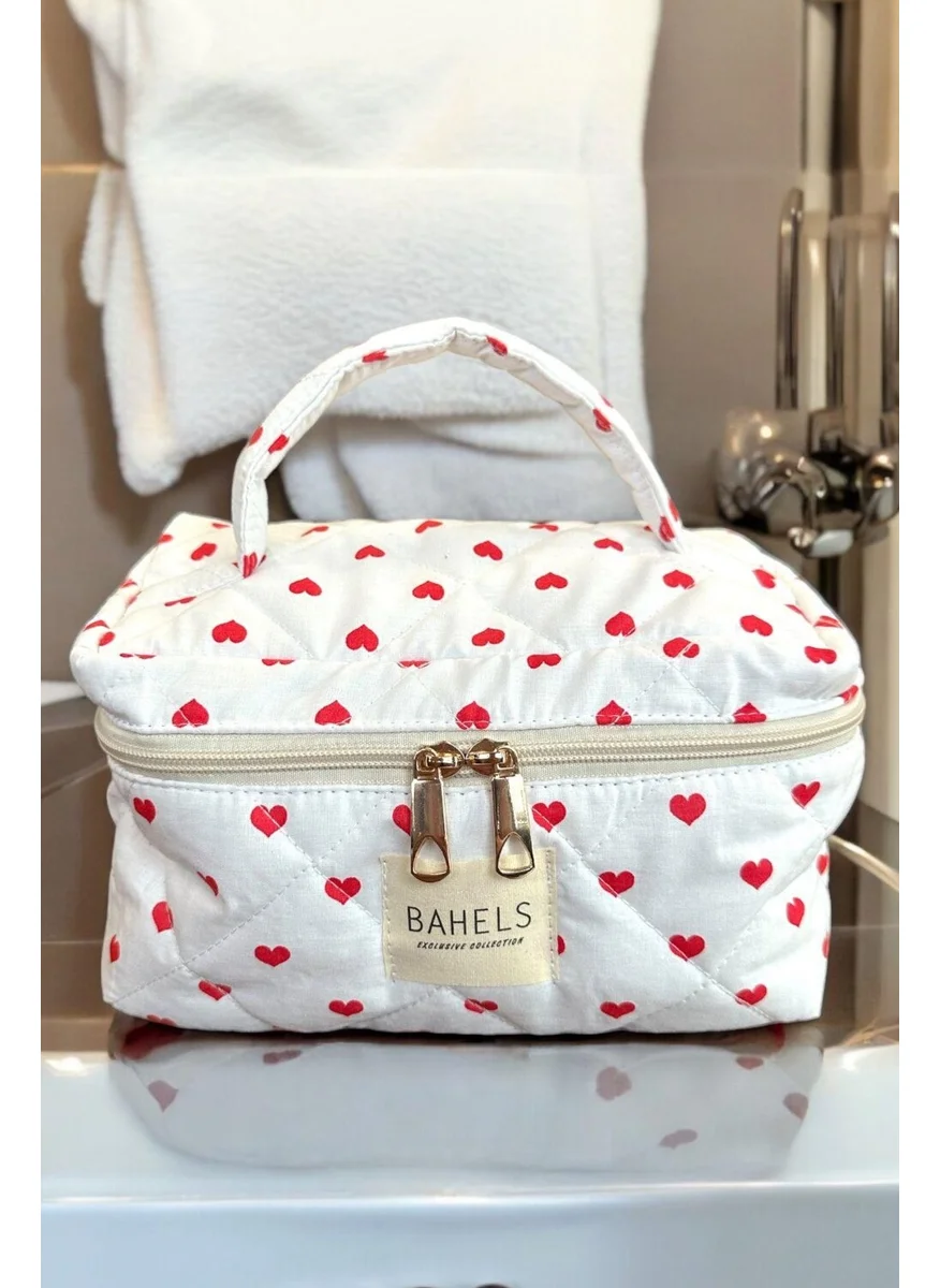 باهلس Viral Heart Pattern Travel Makeup Bag