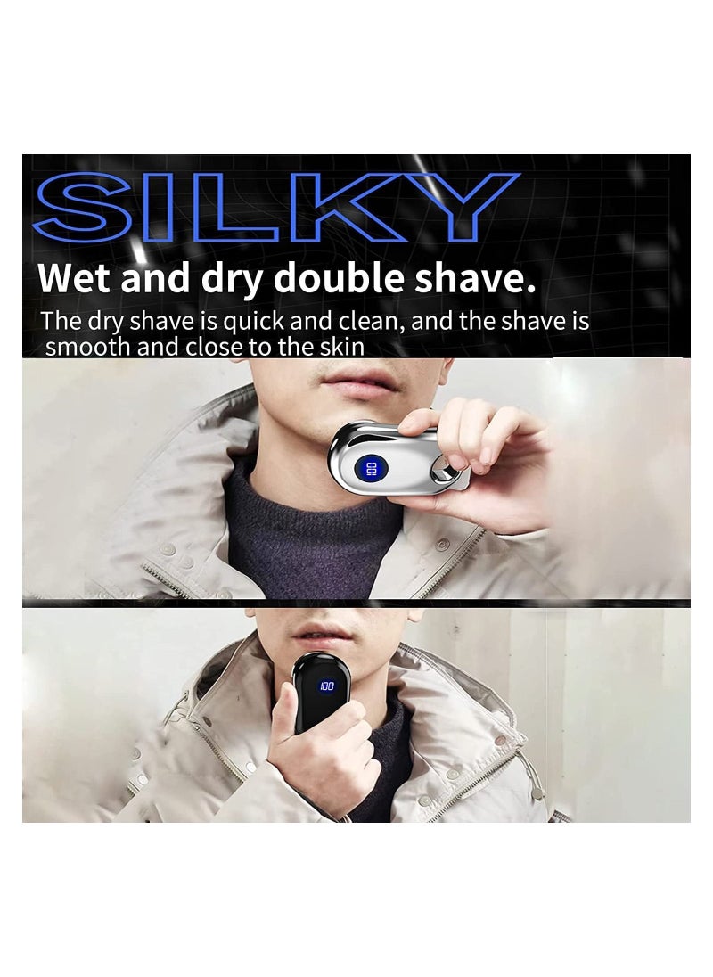 SYOSI - Mini-Shave Portable Electric Shaver,Electric Razor for Men,Pocket Size Mini Shaver,USB Rechargeable Shaver with Led Display & Suspension Hole,for Home, Car, Travel (Black) - Image 1