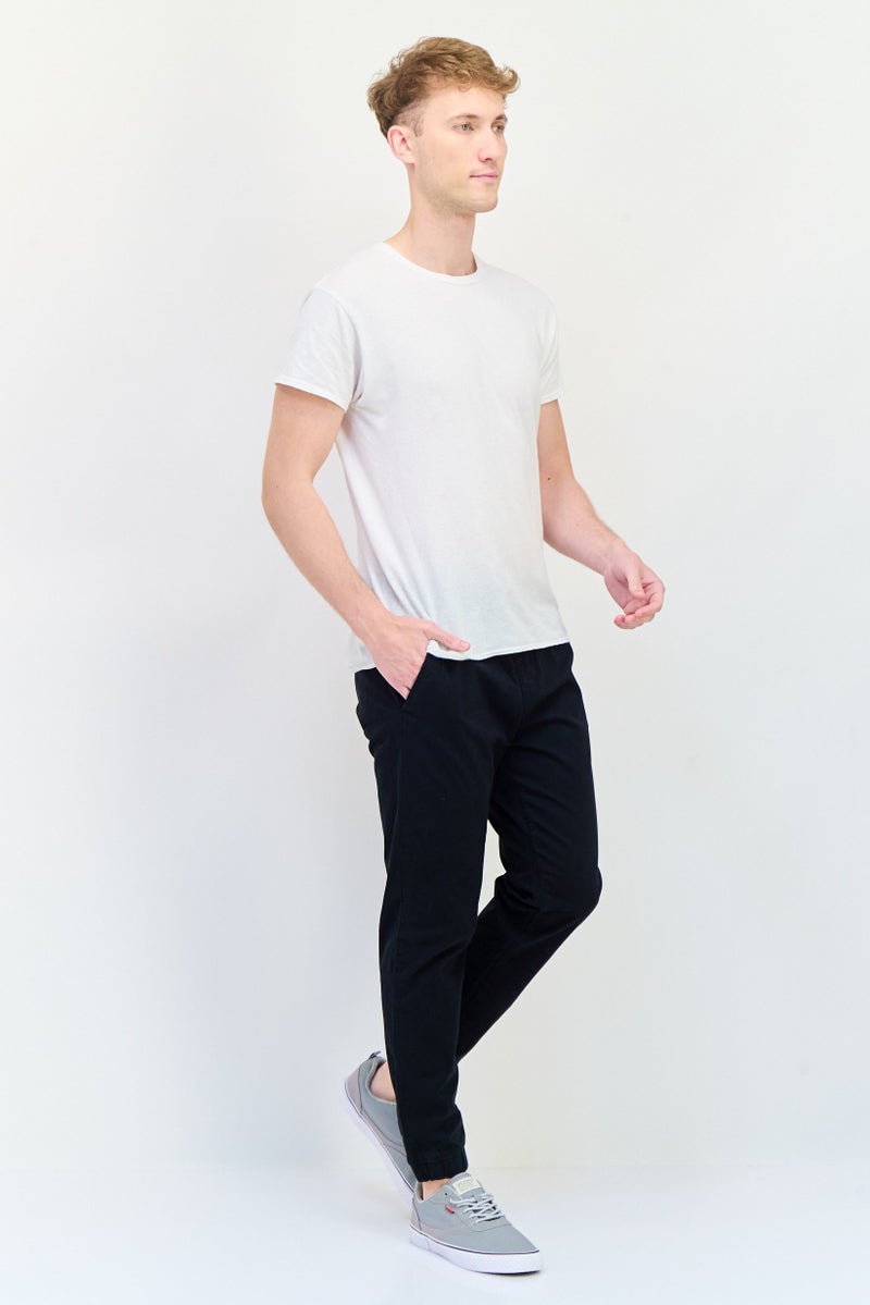 Celio Men Regular Fit Solid Jogger Pants, Black  - Image 4