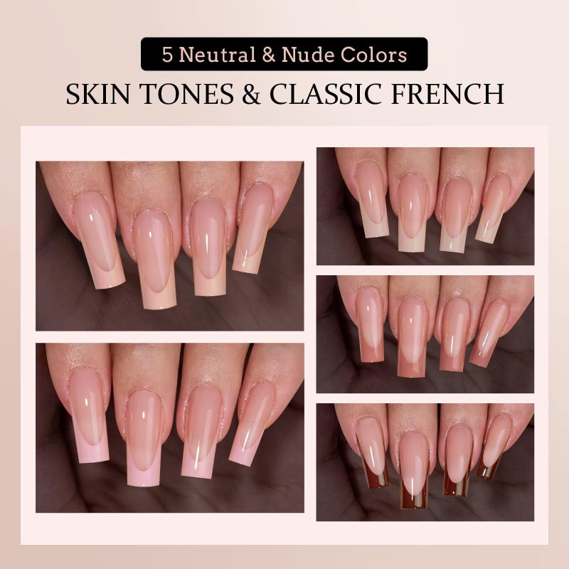BTArtboxnails XCOATTIPS Nails Press Ons - Skin Tones Press on Nails Square, Long Soft Gel Nail Tips with Nail Gel, French Protecting Duo, Nail Lamp, All in One Fake Nail Extension Kit - Image 3