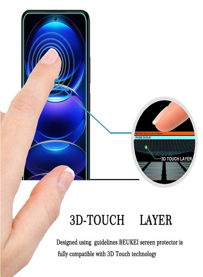beukei (3 Pack) Compatible for Xiaomi Redmi Note 12 Pro Plus/Xiaomi Redmi Note 12 Pro Screen Protector Tempered Glass,Touch Sensitive,Case Friendly, 9H Hardness - Image 2