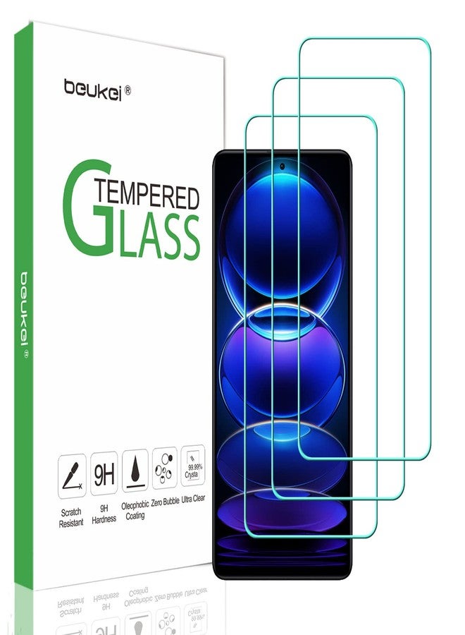 beukei (3 Pack) Compatible for Xiaomi Redmi Note 12 Pro Plus/Xiaomi Redmi Note 12 Pro Screen Protector Tempered Glass,Touch Sensitive,Case Friendly, 9H Hardness - Image 1