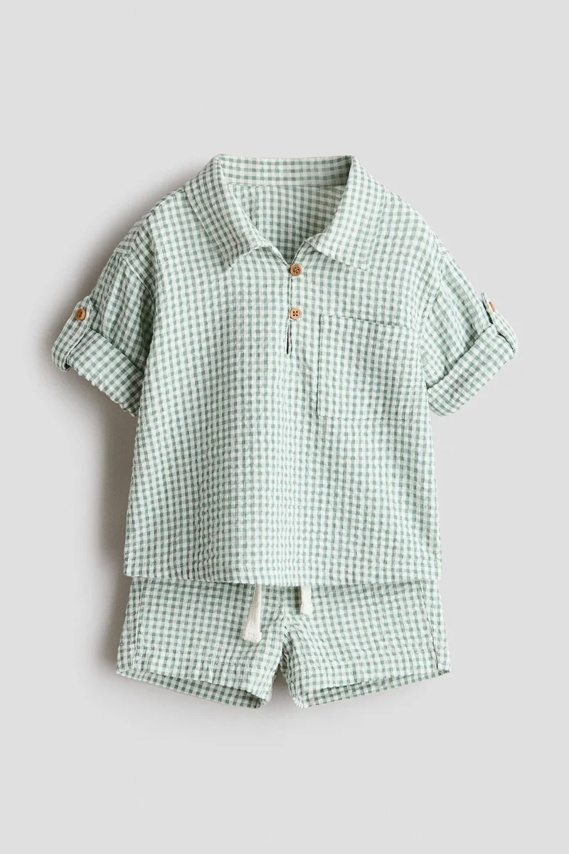 H&M 2-piece cotton seersucker set