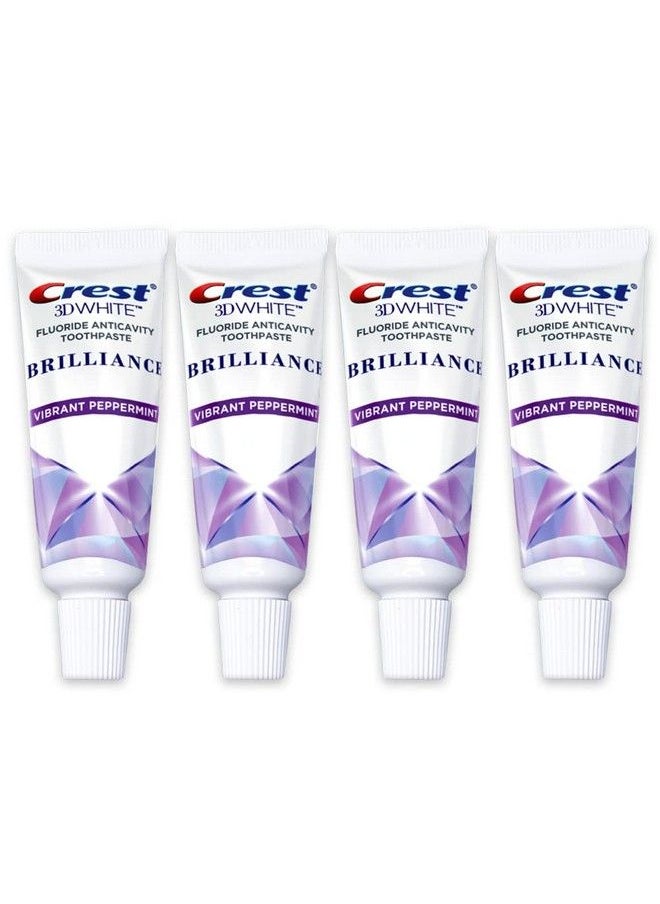 Crest 3D White Brilliance Toothpaste Vibrant Peppermint Travel Size 0.85 Oz (24G) Pack Of 4  - Image 2