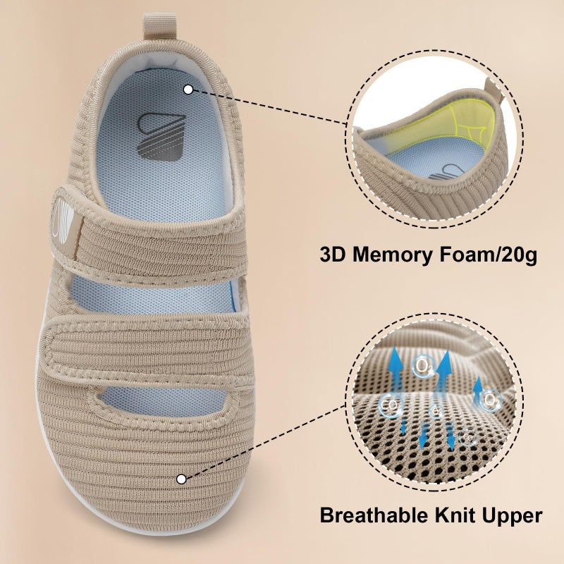 Besroad Womens Wide Diabetic Shoes Adjustable Walking Sneakers Arthritis Edema Zero Drop Sole Shoes Indoor Outdoor Casual 8Wide Khaki - Image 5