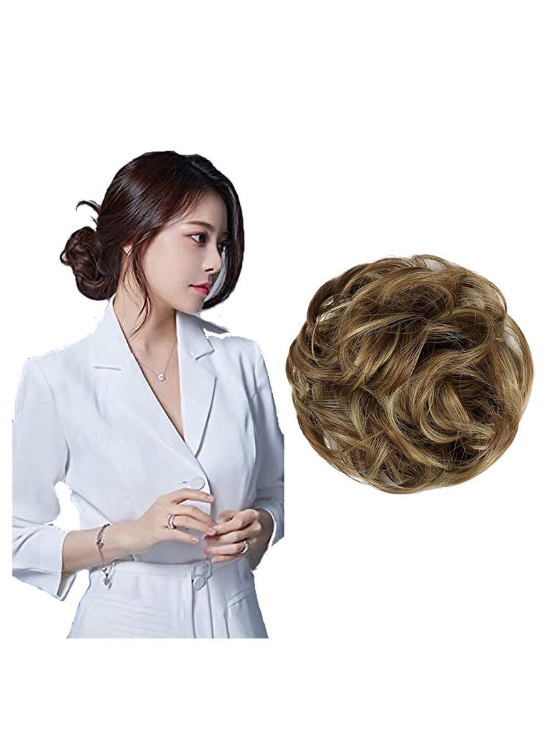 Estelle Eestelle messyBun Scrunchie with Elastic Rubber Band Ponytail Hair Extensions Updo Chignon Donut Ponytail Hairpiece Synthetic Tousled Hair for Women (12H24#) - Image 1