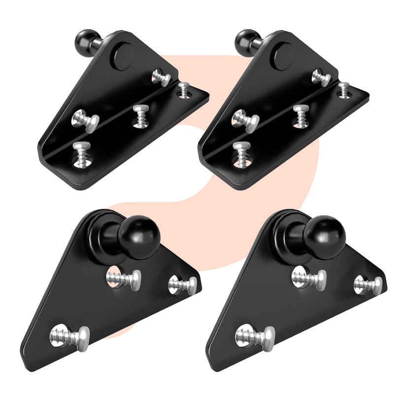 PAMAGOO 10MM Ball Stud Mounting Brackets - 2pcs L-Type & 2pcs Flat-Type with 16 Screws, Black - Image 1
