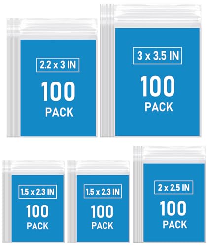 SOTMALTK 500 PCS Small Plastic Bags, Mini Resealable Bags, 4 Different Sizes Small Jewelry Clear Storage Poly Bag for Packaging, Candy, Pill - Image 1