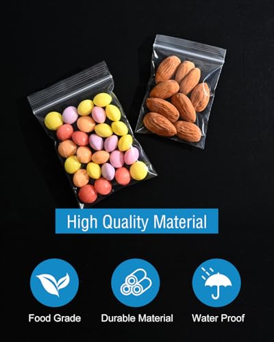 SOTMALTK 500 PCS Small Plastic Bags, Mini Resealable Bags, 4 Different Sizes Small Jewelry Clear Storage Poly Bag for Packaging, Candy, Pill - Image 3