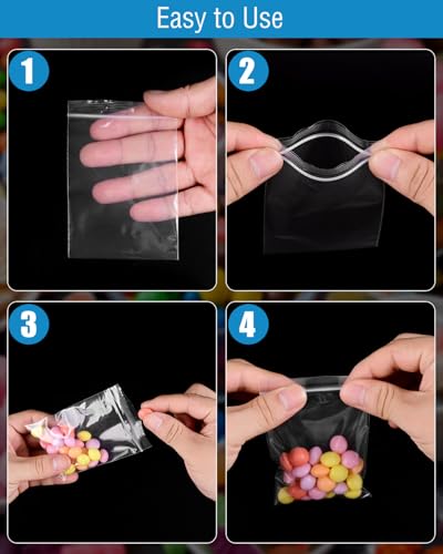 SOTMALTK 500 PCS Small Plastic Bags, Mini Resealable Bags, 4 Different Sizes Small Jewelry Clear Storage Poly Bag for Packaging, Candy, Pill - Image 5