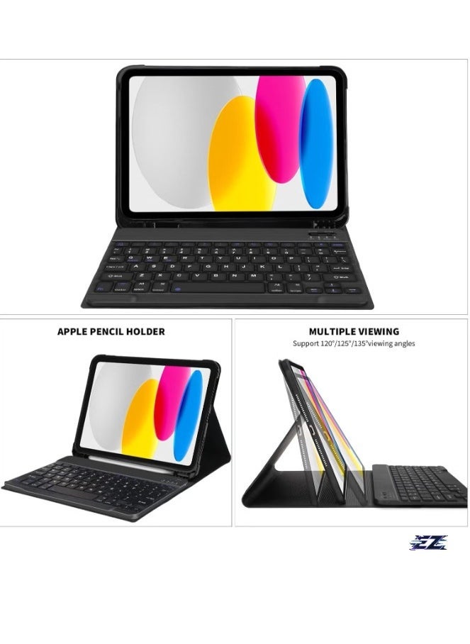 ELTRAZONE Lightweight Smart Cover with Magnetically Detachable Wireless Keyboard for iPad 2022 10th Gen 10.9 Inch – Black, Slim Protective Case for iPad 10.9"  - Image 2