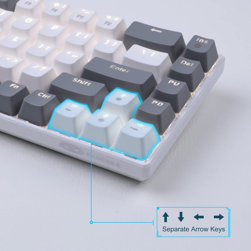 MageGee MageGee Portable 60% Gaming Mechanical Keyboard, Minimalist MK-Box Ice Blue Backlit Compact 68 Keys Wired Office Keyboard with Red Switch for Windows Laptop PC Mac Convenient(Gray & White) - Image 2