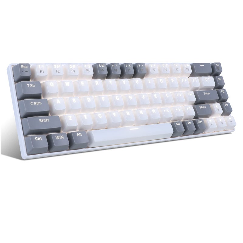 MageGee MageGee Portable 60% Gaming Mechanical Keyboard, Minimalist MK-Box Ice Blue Backlit Compact 68 Keys Wired Office Keyboard with Red Switch for Windows Laptop PC Mac Convenient(Gray & White) - Image 1