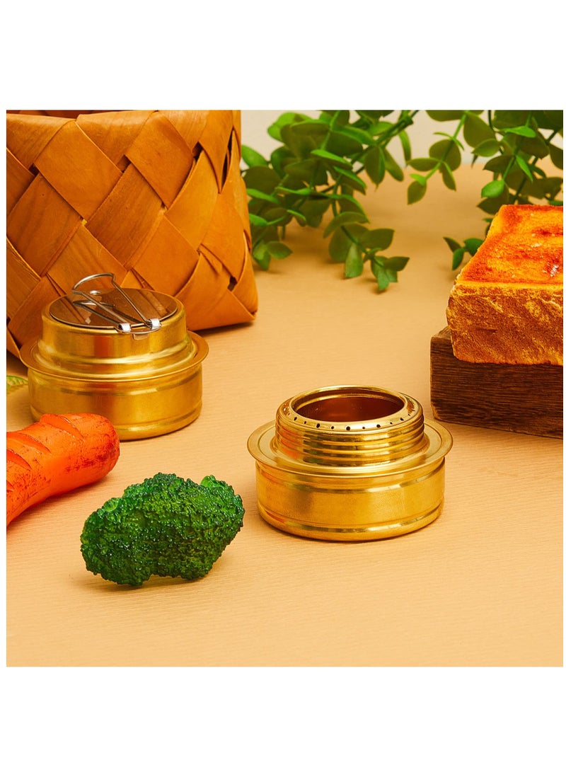 Brass Burner Camping Stove with Fuel Storage Rubber Gasket Cooktop Camping Backpacking Stoves with Variable Temperature Control for Cooking, 2 Pcs