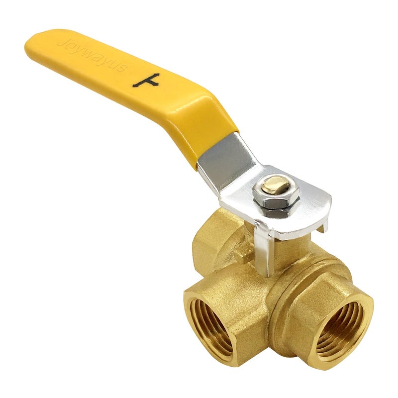 Joywayus 3 Way TPort 12 NPT Female Valve Brass Ball Valve AntiRust Forged Brass Valve Fitting with Lever Handle - Image 2