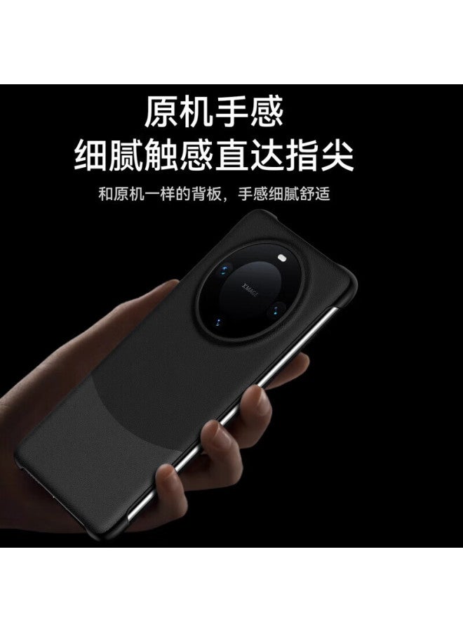 Zhilangni Huawei Mate60 Pro+ Case Genuine Leather Ultra-thin Full Coverage Soft Hard Shockproof Protective Cover For Men And Women - Yadan Black