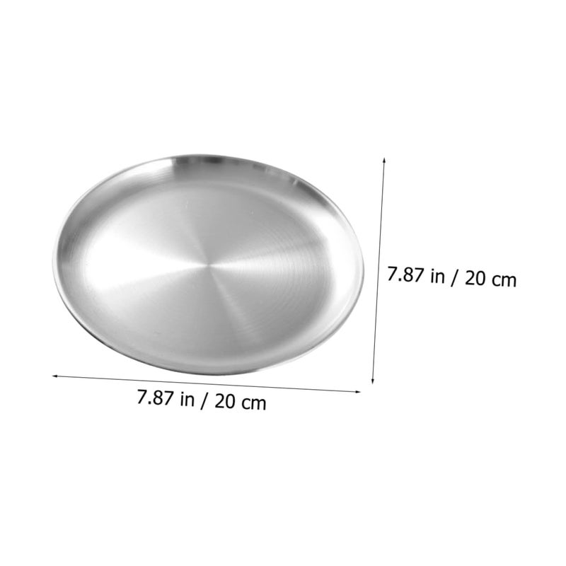 Stainless Steel Round Dinner Plates Set of 4 for BBQ Camping Serving Desserts Easy Clean - Image 3