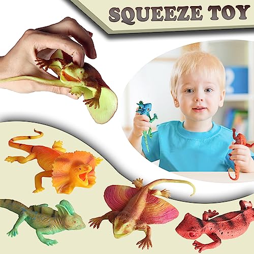 SCAHOW 8PCS Plastic Squishy Lizard Toys Stretchy Rubber Figures Realistic Soft Reptile Toys for Kids Party Decoration Figurines Set - Image 5