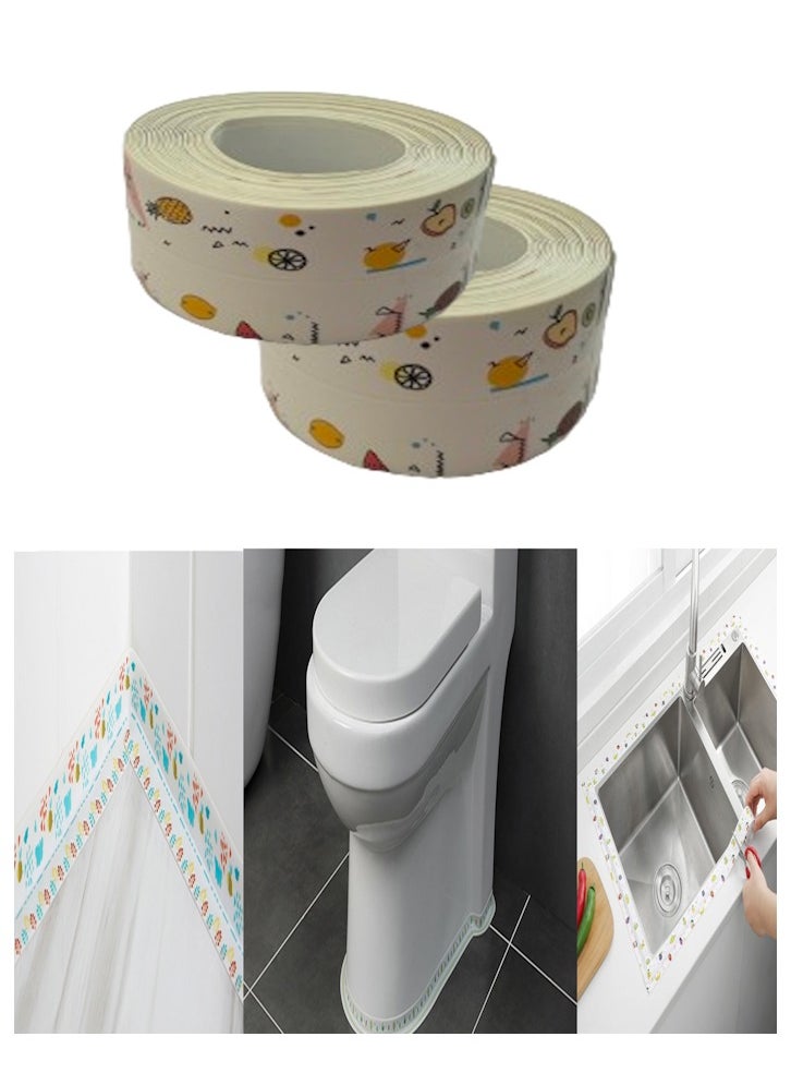 JOLLITY LLC Waterproof & Adhesive Caulk Strip Flexible Self Tape for Kitchen Bathroom Bathtub Toilet Wall Floor Tile Sealer Moisture Mold Protector 2 Rolls  - Image 1