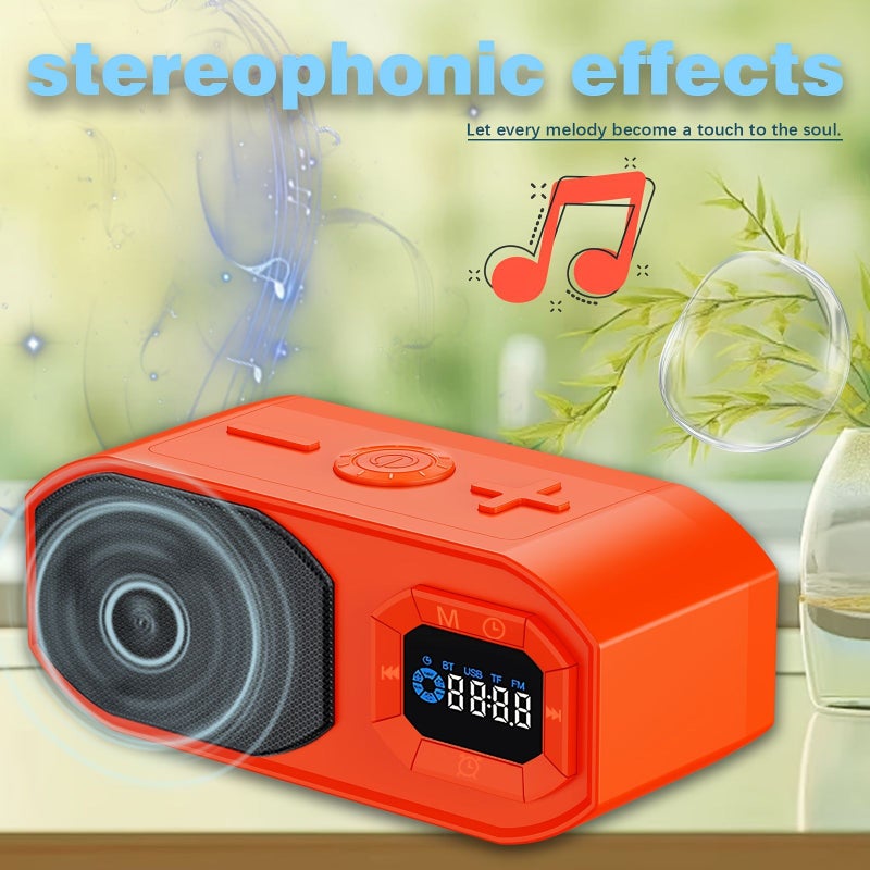 Silvery All In One Wireless Speaker Mirror Display Stereo Sound Type C Charging - Image 3