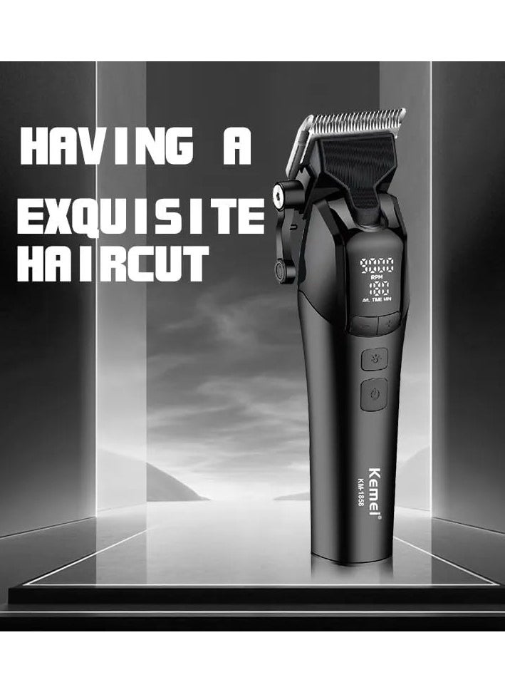 Kemei KM-1858 Professional Salon Hair Clipper with Multiple Speeds up to 9000RPM and Digital Display, Works up to 360 Minutes