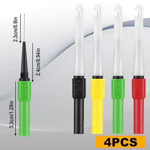 ZIBOO Piercing Clip Test Probe, 0.7mm Wire Piercing Probe Test Probe Pins Insulation Piercing Clip Tool Non-Destructive Insulation Wire Piercing Needle for Banana Socket Plug Car Tester (4 Pcs) - Image 2