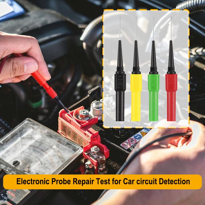 ZIBOO Piercing Clip Test Probe, 0.7mm Wire Piercing Probe Test Probe Pins Insulation Piercing Clip Tool Non-Destructive Insulation Wire Piercing Needle for Banana Socket Plug Car Tester (4 Pcs) - Image 3