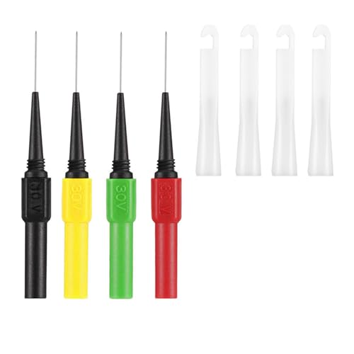 ZIBOO Piercing Clip Test Probe, 0.7mm Wire Piercing Probe Test Probe Pins Insulation Piercing Clip Tool Non-Destructive Insulation Wire Piercing Needle for Banana Socket Plug Car Tester (4 Pcs) - Image 1