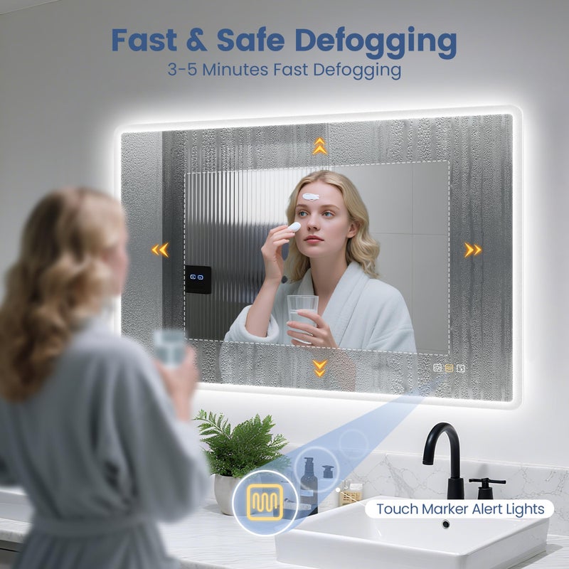 STARLEAD 24"x32" LED Bathroom Mirror with Bluetooth Speaker, 3 Color Temperature, Stepless Dimming, Anti-Fog, Touch Control, Wall-Mounted Vanity Mirror, Vertical or Horizontal - Image 4