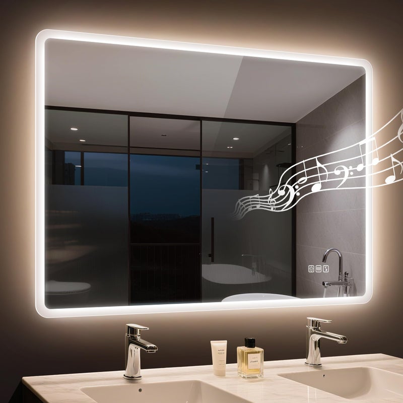 STARLEAD 24"x32" LED Bathroom Mirror with Bluetooth Speaker, 3 Color Temperature, Stepless Dimming, Anti-Fog, Touch Control, Wall-Mounted Vanity Mirror, Vertical or Horizontal - Image 1