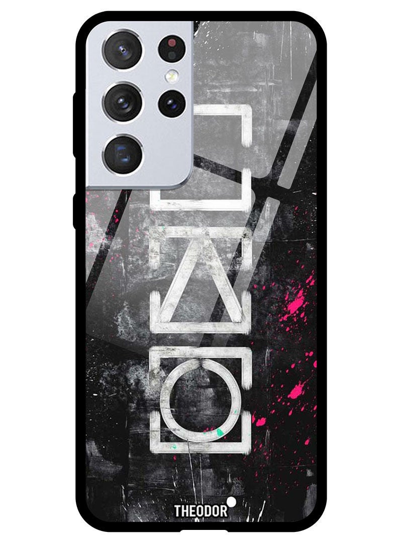 Theodor Protective Tempered Glass Case Cover Samsung Galaxy S21 ULTRA Squid Symbols - Image 1