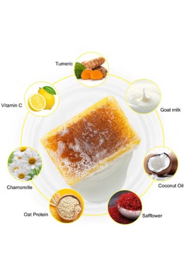 IKZEE Lemon Turmeric Kojic Acid Soap,Kojic Acid Soap,Turmeric Soap Bar,Gentle Skin Brightening Soap,Dark Spot Corrector Remover,Deep Cleansing Solid Soap Bars,Natural Face Soap for Fine Lines Acne Scars 100g - Image 3