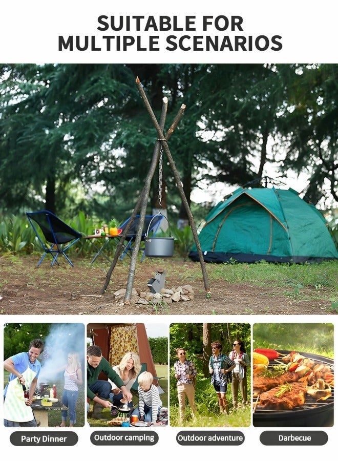 GROIC Camping Tripod Board,Tripod Board for Outdoor Camping,Turn Branches into Campfire Tripod, Stainless Steel SuppoPlate with Adjustable Chain Hanging Cookware Cooking Accessories - Image 5