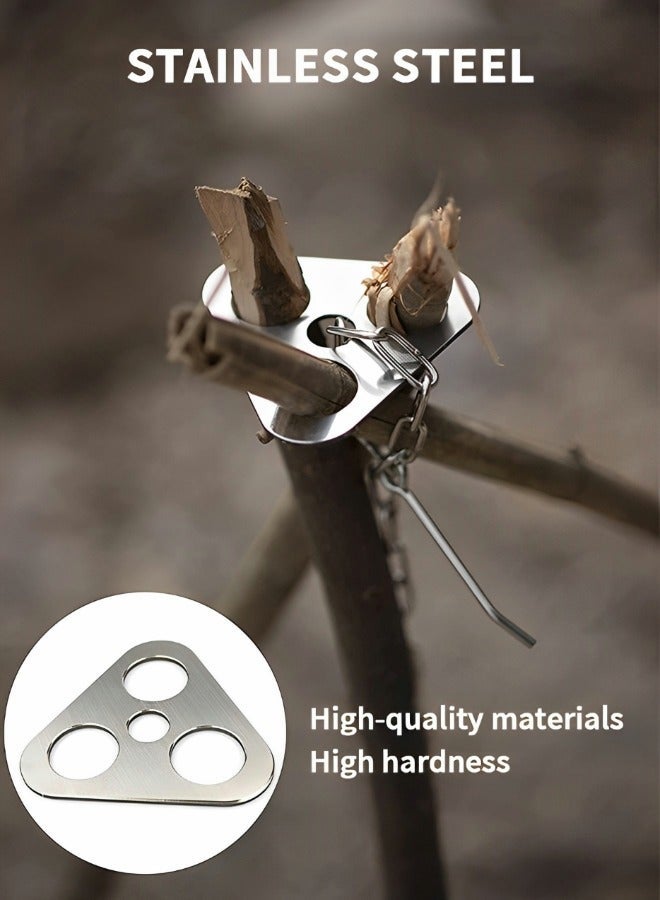 GROIC Camping Tripod Board,Tripod Board for Outdoor Camping,Turn Branches into Campfire Tripod, Stainless Steel SuppoPlate with Adjustable Chain Hanging Cookware Cooking Accessories - Image 2