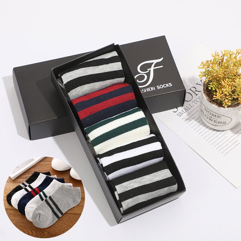 Mens Mid-Calf Cotton Warm Socks 5-Pack Winter Short two bars