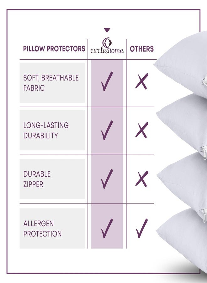 CirclesHome Pillow Protectors 4 Pack Standard Zippered - 100% Cotton Breathable Pillowcases - Protects Pillows from Dirt, Dust and Debri (Standard - Set of 4 - 20x26) - Image 5